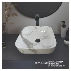 STONE - COMBO BOWL AMALIA GREYLINE + MEZCLADORA HASPER STB-01 + DESAGÜE POP UP NEGRO