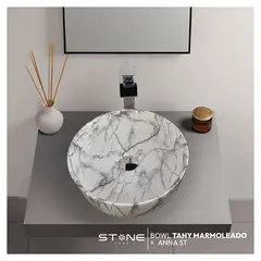 STONE - COMBO BOWL TANY MARMOLEADO + MEZCLADORA ANNA ST-01 + DESAGÜE POP UP NEGRO