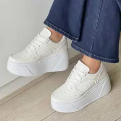 GENERICO - ZAPATILLA PLATAFORMA PARA MUJER INES COLOR BLANCO