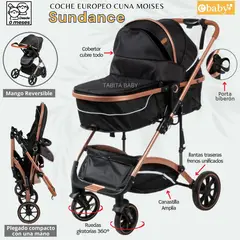 EBABY - Coche Cuna Moisés Europeo SUNDANCE Negro