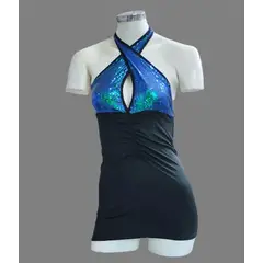 GENERICO - Mini Vestidos Cortos SExy Para Mujer arriba lentejuelaatornasolada y abajo negro talla S DEALCOBA