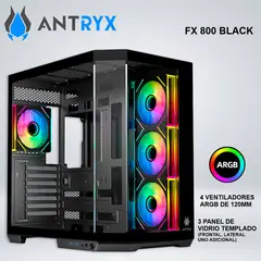 ANTRYX - CASE FX 800 BLACK, INFINITY ARGB FAN X4, USB TIPO-C AC-FX800K