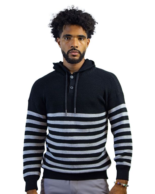 Polera Dexmen Cardigan Tejido Franja Gris