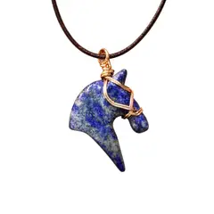 GENERICO - Dije Ekallpa Silueta de Caballo en Piedra Azul Artesanal