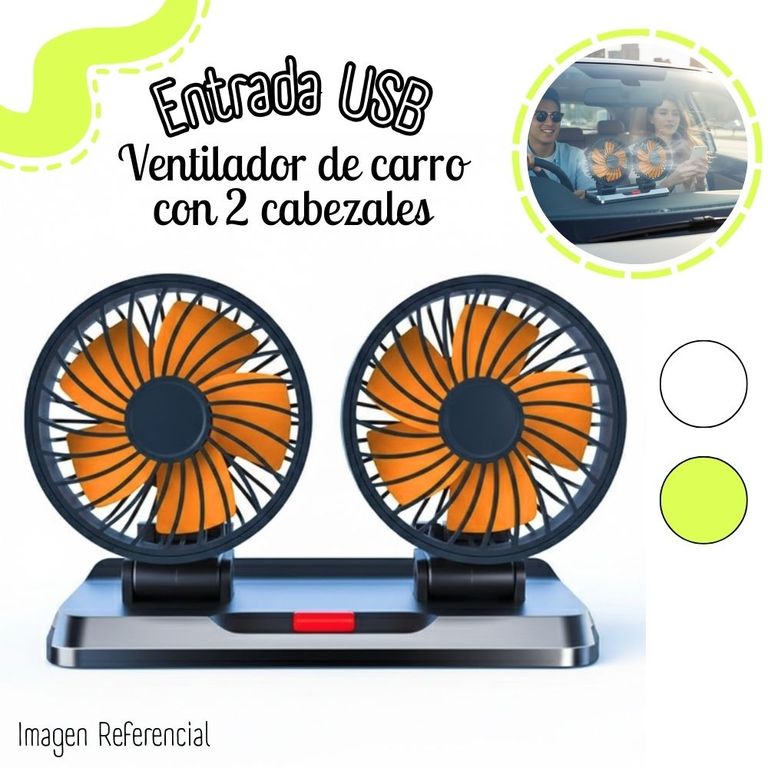 Ventilador para Auto de Doble Cabezal - USB 5V