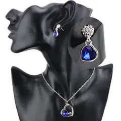 GENIEKA - Pack Collar + Aretes Azul San Valentín Regalo Novia Zirconia ¡Elegancia que Enamora!