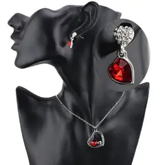 GENIEKA - Pack Collar + Aretes Rojo Regalo San Valentín 2026 Novia Zirconia ¡Elegancia que Enamora!
