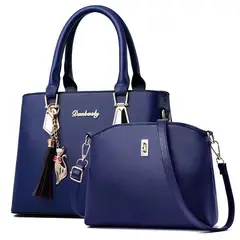 DANWEILE - 2 unidset de Bolsos de mano informales a la moda para mujer-Azul