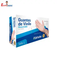 ALKHOFAR - GUANTES DE VINILO TALLA "L" CAJA X 100 UND