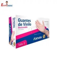 ALKHOFAR - GUANTES DE VINILO TALLA "S" CAJA X 100 UND