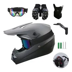 U BUY - Casco integral de moto talla XL negro mate + guantes gafas y pantalla facial