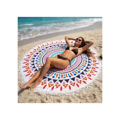 GENERICO - Toalla Redonda Mandala Circular Premium para Playa Estilo Comodidad y Verano Sin Límites