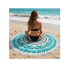 GENERICO - Toalla Redonda Mandala Circular Premium para Playa Estilo Comodidad y Verano Sin Límites