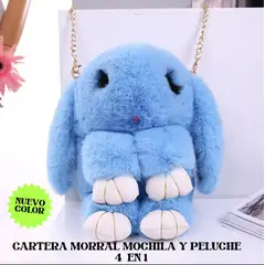 GENERICO - MORRAL BOLSO MOCHILA CARTERA PELUCHE CONEJITO 5 EN 1