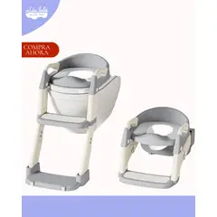 BABY - ESCALERA CON BACÍN DE ENTRENAMIENTO GRIS 2 EN 1 PARA BEBÉ