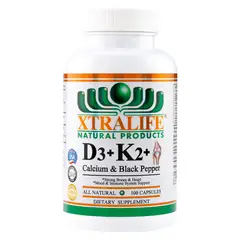 XTRALIFE NATURAL PRODUCTS - D3 + K2 + Calcio - 100 Cápsulas