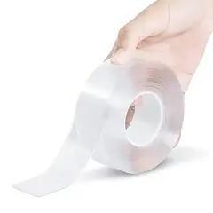 GENERICO - Cinta Doble Contacto Transparente Adhesiva Alta Resistencia 3 Metros