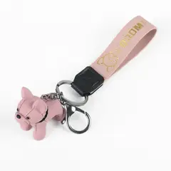 GENERICO - Llavero Exlcusivo Perrito Bulldog Fraces Color Rosado 1Pcs