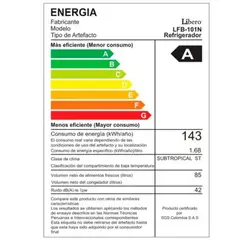 LIBERO - Frigobar LFB-101N Negro 92 Litros - Bajo Consumo, Silencioso y Compacto