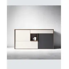 TU MESITA - Aparador Moderno Edson Melamina Canto Grueso 2 Puertas 2 Cajones