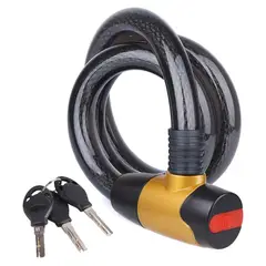 GENERICO - Candado De Seguridad Cable Grueso 2 Llaves Universal Negro 1Pcs