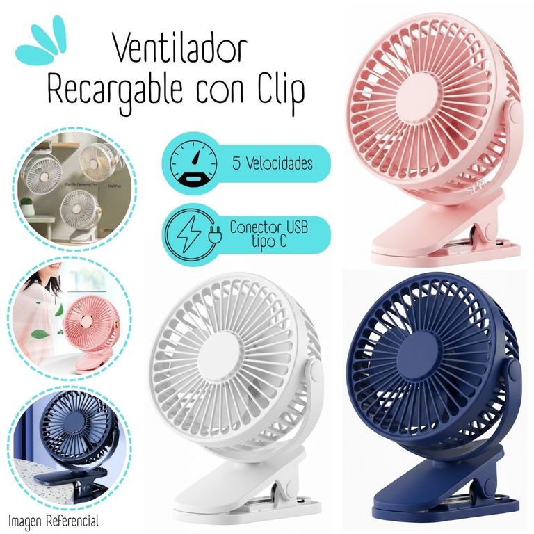 Ventilador Recargable con Clip Para Escritorio