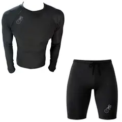 AQUA&MODA - CONJUNTO DE LICRA NEGRO PARA NATACIÓN Y PLAYA CON PROTECCIÓN UV AQUAMODA CLAQNSLGR LOGO GRIS REFLEC