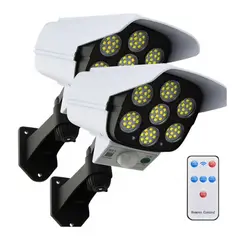 GENERICO - Pack x2 Focos Solares LED con Sensor de Movimiento Tipo Cámara Seguridad Exterior