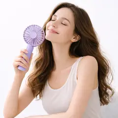 GENERICO - Ventilador De Mano Lila Compacto Recargable Ideal Oficina Viaje