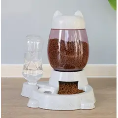 GENERICO - DISPENSADOR 2 EN 1 DE COMIDA Y AGUA - GRIS - PARA MASCCOTAS