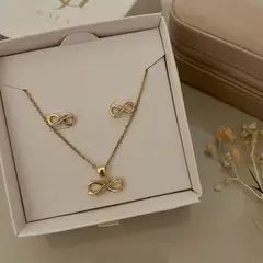 GENERICO - Collar infinito + aretes - Bañado en oro - GALA JEWELRY PERU