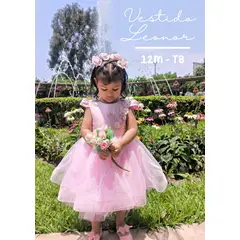 BANNITAS - VESTIDO DE FIESTA PARA NIÑAS LEONOR ROSADO T18M