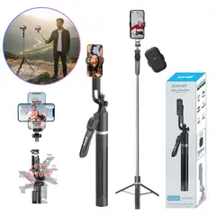 SEISA - Trípode Palo Selfie con Control Remoto Bluetooth 183cm para Video y Selfie