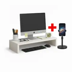 GENERICO - Soporte Elevador de Monitor 60 CM + Soporte Para Celular 360°