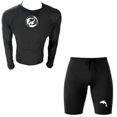 AQUA&MODA - CONJUNTO DE LICRA NEGRO PARA NATACIÓN Y PLAYA CON PROTECCIÓN UV AQUAMODA DELFÍN2 CLAQNDF2LBR REFLEC