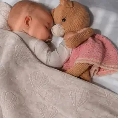 CERDITA - Colchas Mantas para bebé Felpa Plush Labrado diseño nubes y estrellas plomo