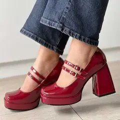 GENERICO - ZAPATOS VINO PLATAFORMA RITA TACO 7 PARA MUJER