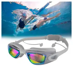 GENERICO - Lentes de natación UV antiempaño estuche plata