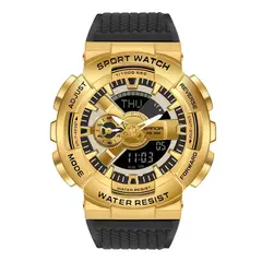 SANDA - Reloj SAN-21 Hombre Deportivo Dorado