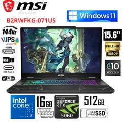 MSI - CYBORG 15 B2RWFKG-071US GAMING INTEL CORE 7-240H , 512GB 16GB RTX5060 15.6"