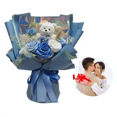 GENERICO - REGALO POR SAN VALENTÍN PAREJAS RAMO DE FLORES Y PELUCHE AMOR AMISTAD ETERNA