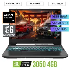 ASUS - Laptop TUF Gaming A15 AMD Ryzen 7-7445HS Ram 16Gb SSD 512Gb 15.6 FHD FreeDos