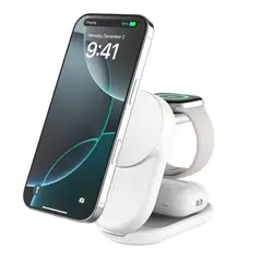 BELKIN - CARGADOR ULTRA CHARGE 3 EN 1 MAGNETICO Y PLEGABLE COLOR BLANCO 25W Qi2