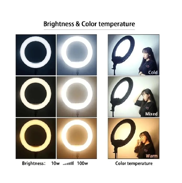 Aro De Luz Led Rgb De 56 Cm Lámpara Táctil + Trípode + Contr