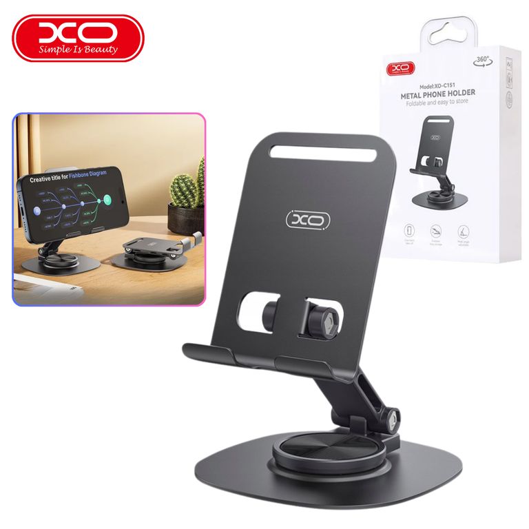 Holder para Celular Metal Giratorio 360 Soporte Escritorio Plegable Portatil