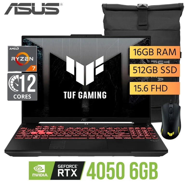 Laptop A16 FA607NUG-RL216 AMD Ryzen 7 7445HS Ram 16Gb SSD 512GB RTX 4050 16" WUXGA WIN 11