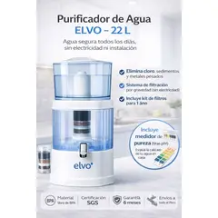 ELVO - Purificador de Agua con Medidor de Pureza pH - 8 Etapas - Facil Instalacion - Marca 22 L