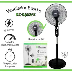 BOSSKO - Ventilador Pedestal 16" 3 velocidades - BK8460VX