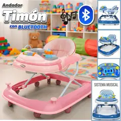 HI BABY - Andador Plegable Musical Bluetooth 3 Niveles TIMON Palo Rosa