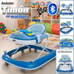 HI BABY - Andador Plegable Musical Bluetooth 3 Niveles TIMON Azul Gota